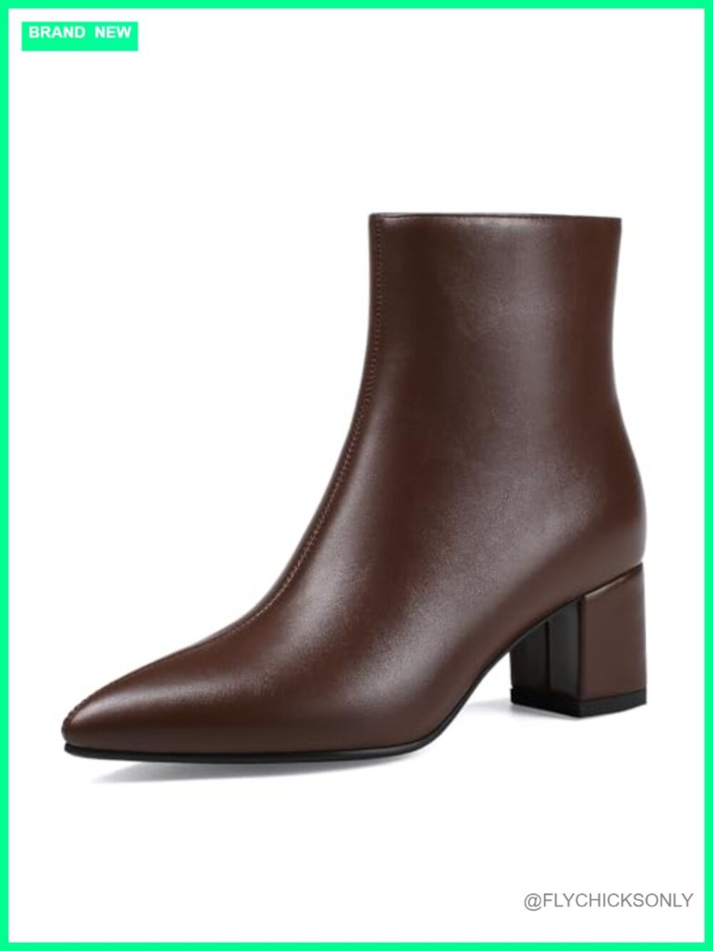 Pointed Toe Ankle Boot Chunky Block Low Heel Booties